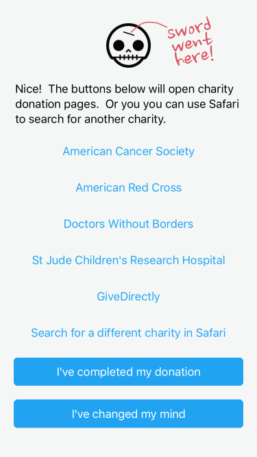 donate to charity screenshot
